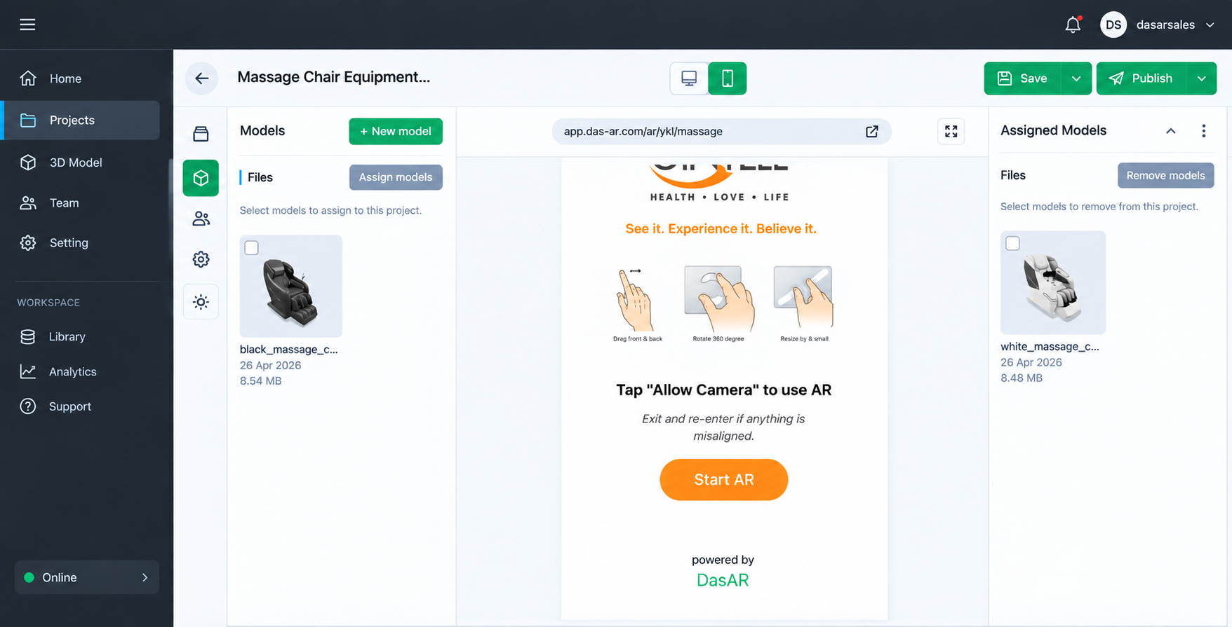 Dashboard interface