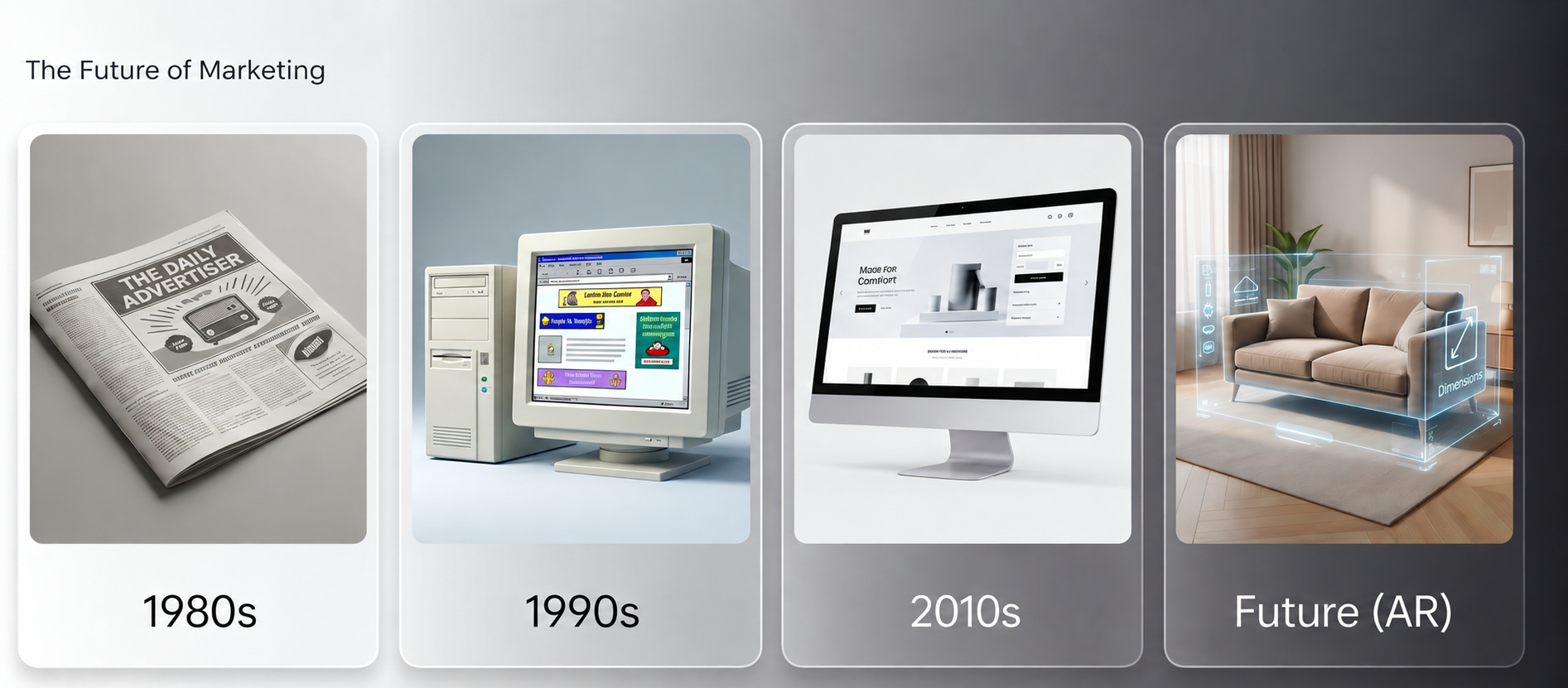 The evolution of advertising, from print in the 1980s to spatial AR today